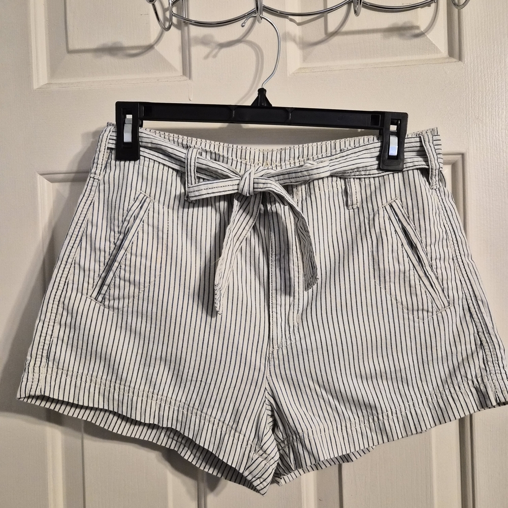 American Eagle Outfitters Black and White Striped High Waist Shorts